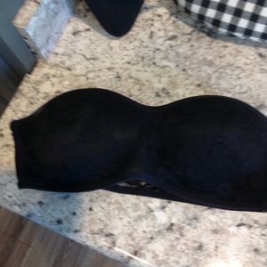 Black Lace Strapless Bra with padding size L